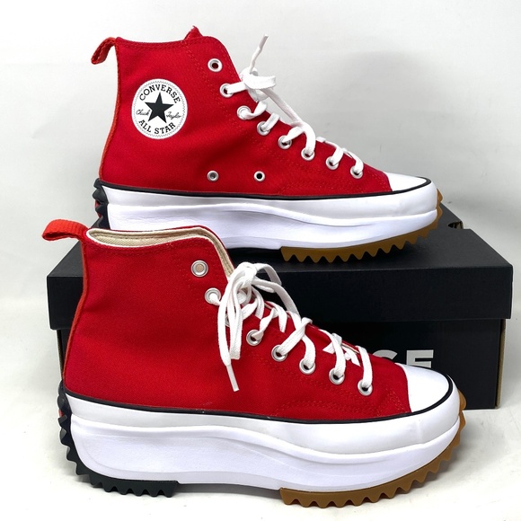 Converse Run Star Hike Shoes Platform Women Canvas Red High Top Sneakers A06157C - Picture 2 of 11